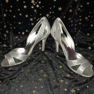 Silver Glitter Prom heels